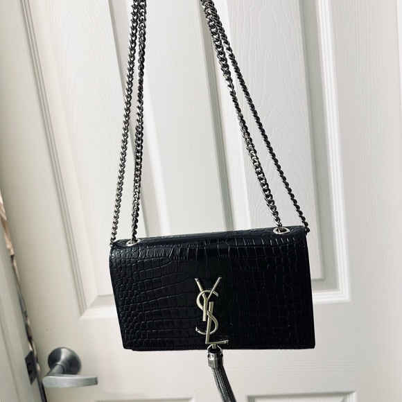 SOLD - Saint Laurent Embossed Tassel Kate Monogram Bag - Picture 2 of 5